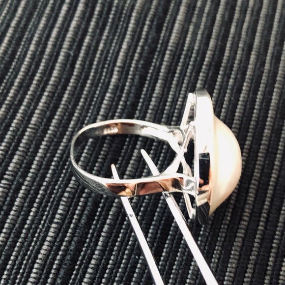 🥰 Mabe Pearl Sterling Silver 925 Ring & Earrings Set Beautiful 😍 - Picture 7 of 17